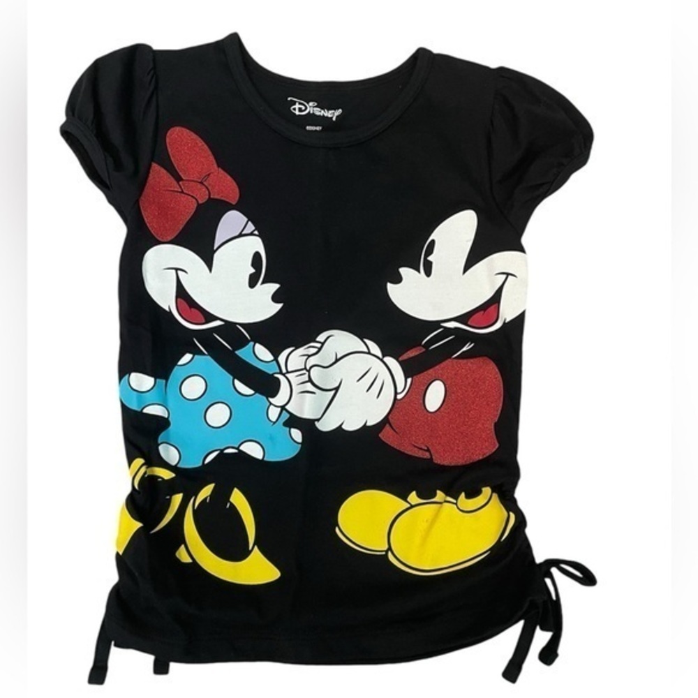 Disney Mickey Minnie Mouse Girls Graphic Tee Side Tie Top 6/6X NWOT